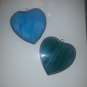 Stained Glass Heart Suncatchers set of 2
